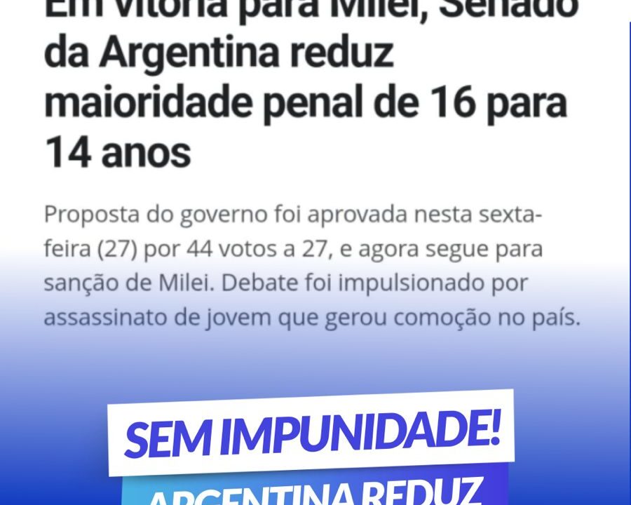 André Moura defende redução da maioridade penal com base no exemplo argentino